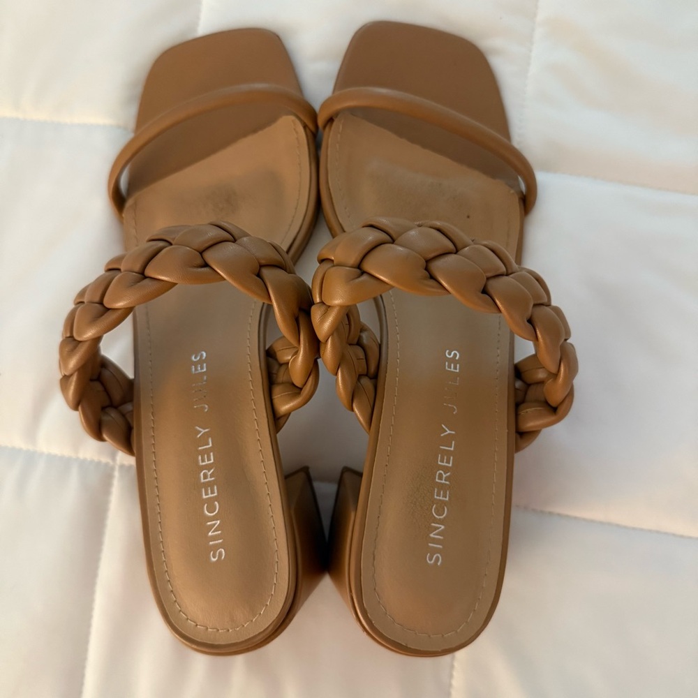 5 for $25!! Sincerely Jules Braided Tan Heeled Sandals Size 8 - Picture 3 of 10